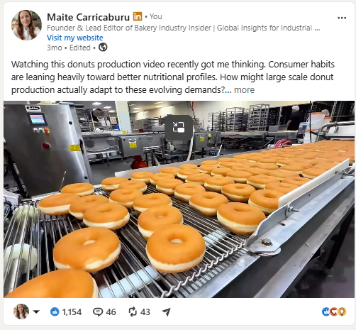 Bakery Industry Insider - Maite Carricaburu LinkedIn post engagement proof