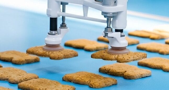 Gentle handling vacuum technology for industrial cookie production: preventing cookie breakage and improving yield.