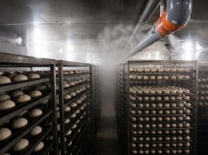 Industrial baking proofer machinery with dough