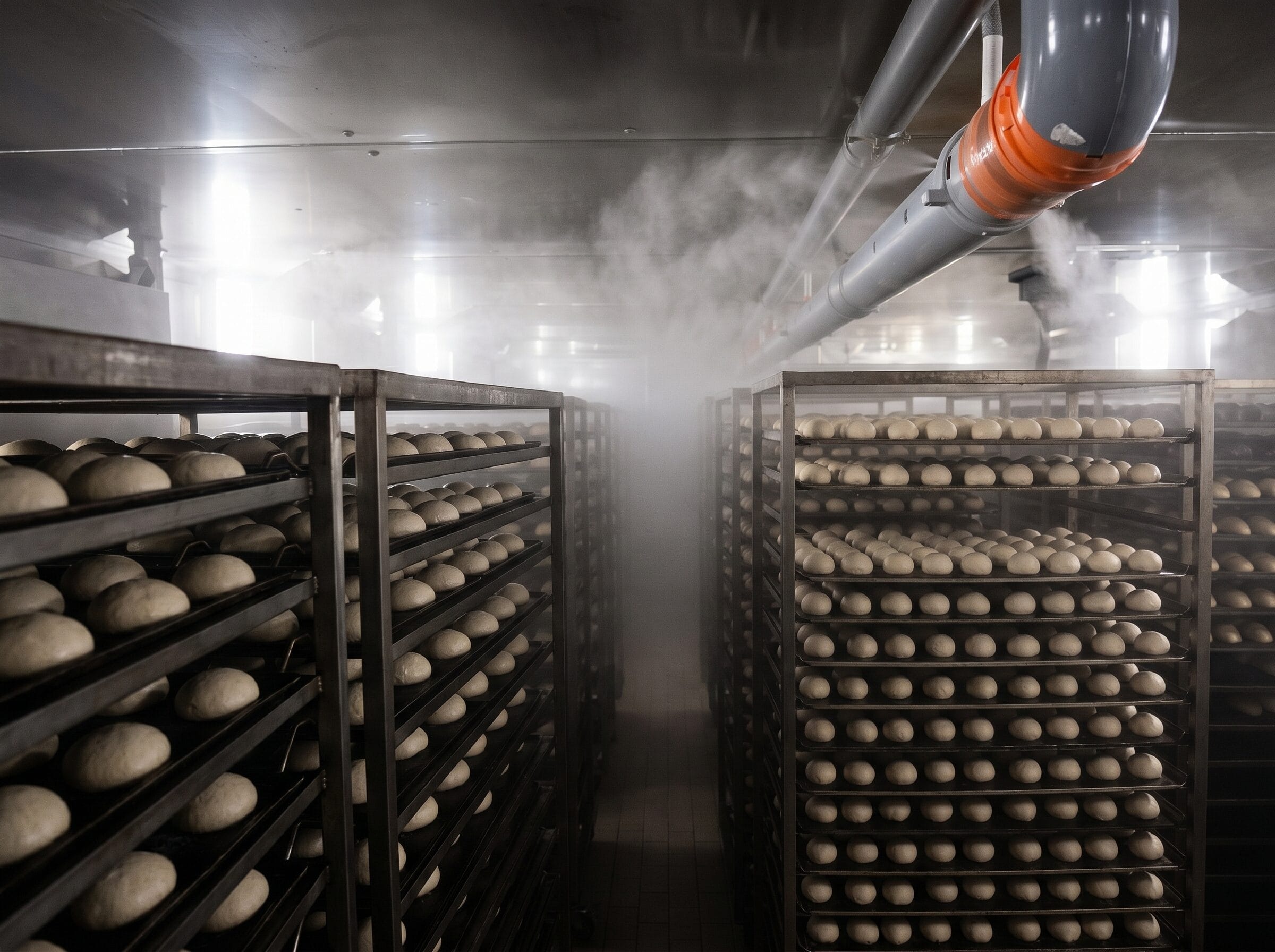 Industrial baking proofer machinery with dough